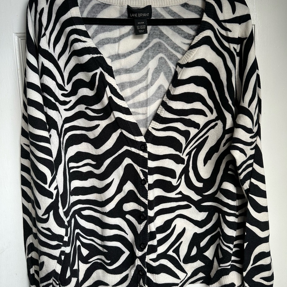 Lane Bryant Black and White Zebra Print Sweater